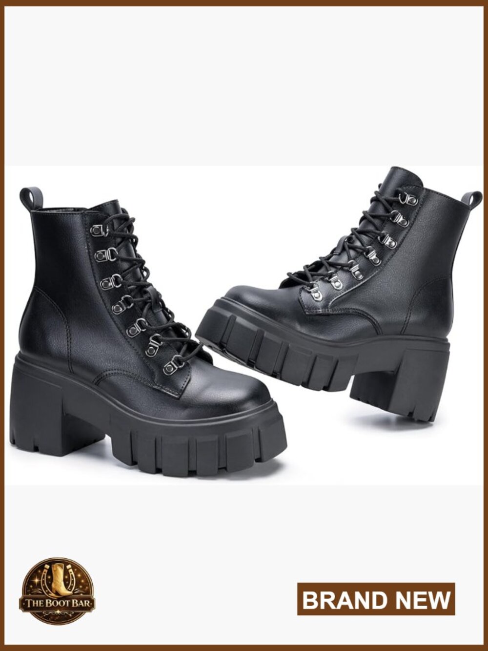 Women's Combat Boots Lace Up Side Zipper Chunky Platform Lug Sole Ankle Booties